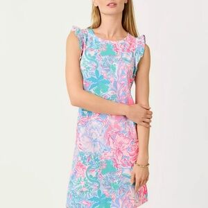 🆕 Lilly Pulitzer LAINA T-SHIRT DRESS 👗 “Blue Peri Viva La Lilly” NWT sz LG